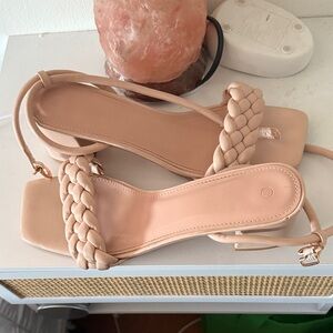 Braided Strap Nude Sandals